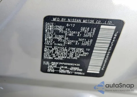2013 Nissan Quest S z USA, uszkodzony, nr VIN JN8AE2KP0D9062435